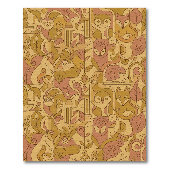Woodland Creatures Floral Autumn Scene Rug