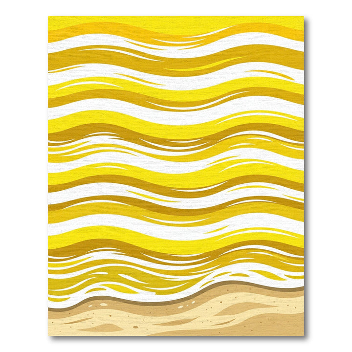 Golden Yellow Abstract Wave Rug