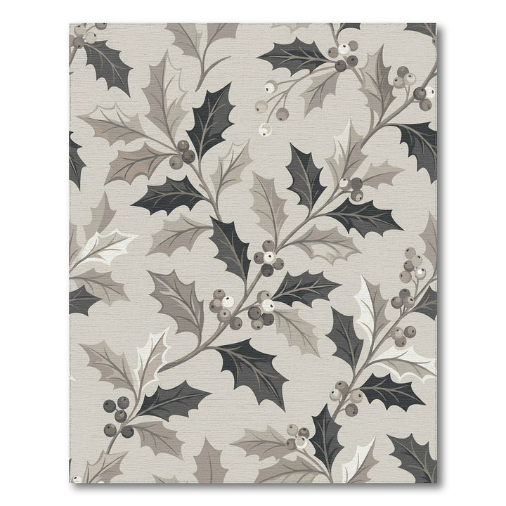 Monochromatic Holly Berry Branches Rug