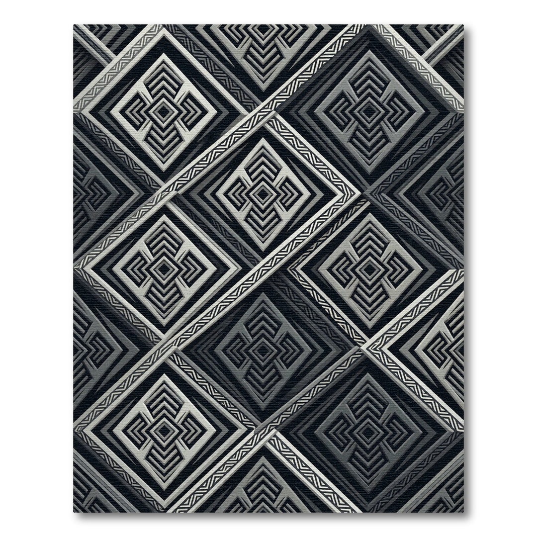 Chic Gray Geometric Diamond Rug