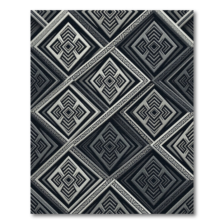 Chic Gray Geometric Diamond Rug