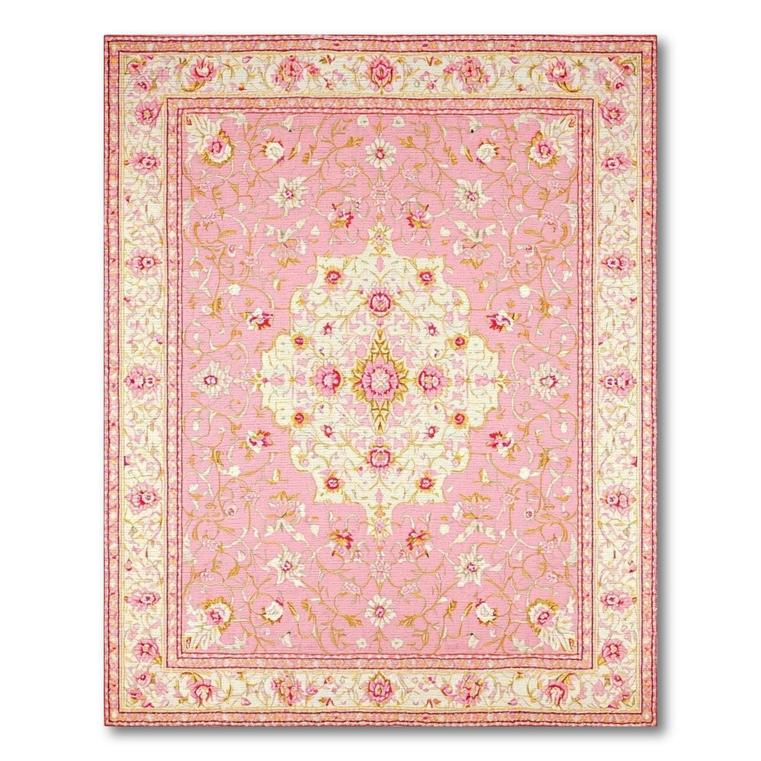 Pink Floral Medallion Area Rug