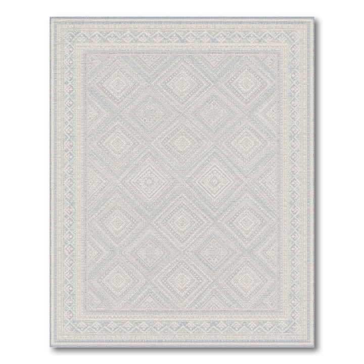 Light Blue Geometric Diamond Area Rug