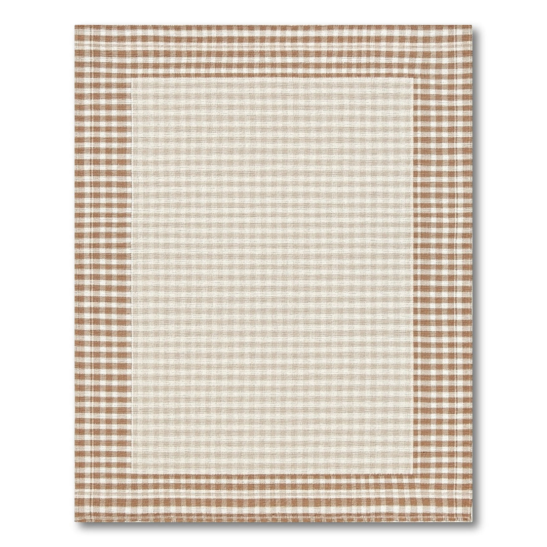 Brown and Tan Rustic Farmhouse Brown Gingham Checkered Area Rug
