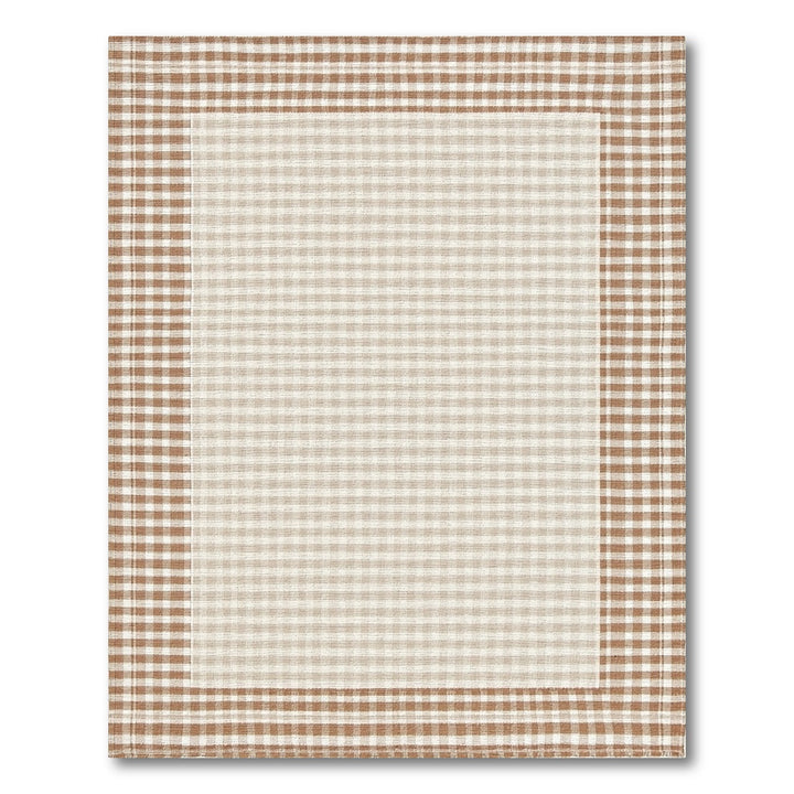 Brown and Tan Rustic Farmhouse Brown Gingham Checkered Area Rug