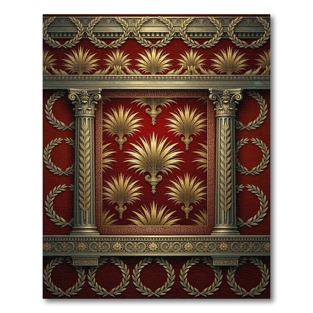 Grand Roman Imperial Gold Leaf Scarlet Rug