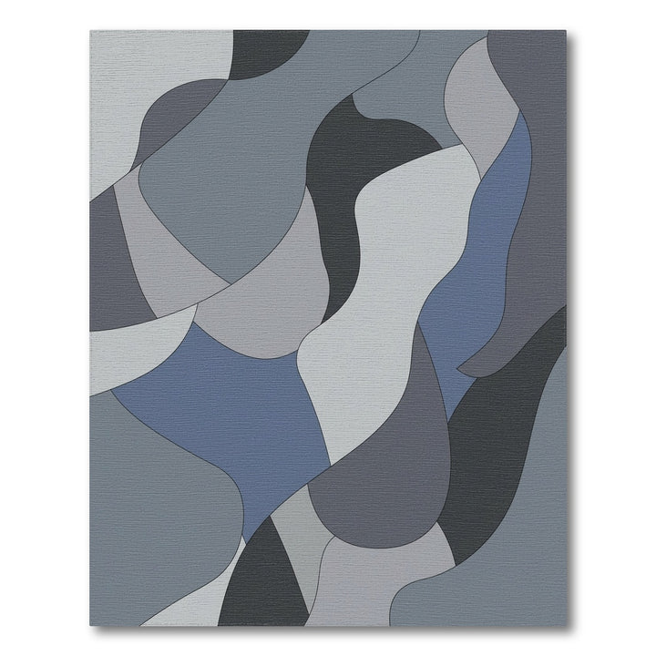 Modern Graphite Blue Abstract Waves Rug