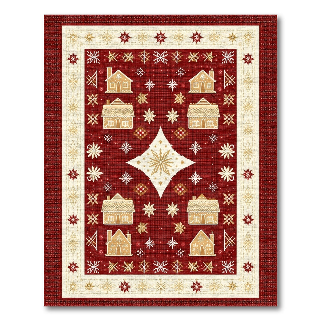 Red Gingerbread House Holiday Area Rug