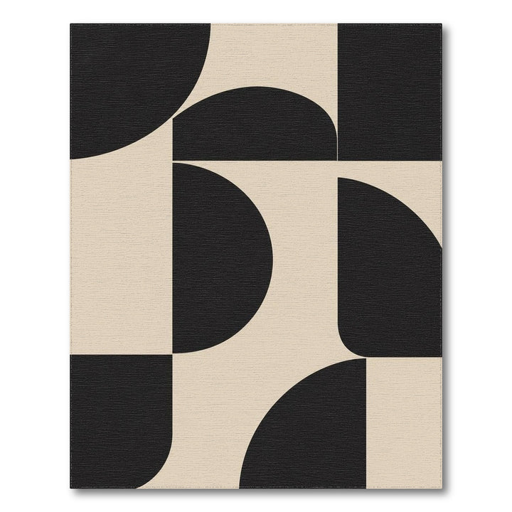 Beige and Neutral Black Geometric Modern Area Rug