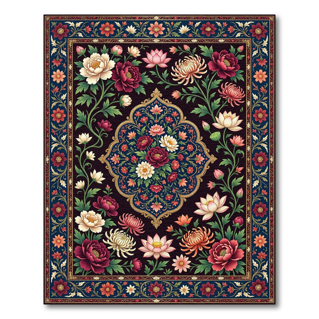 Classic Red Floral Medallion Carpet Art Rug