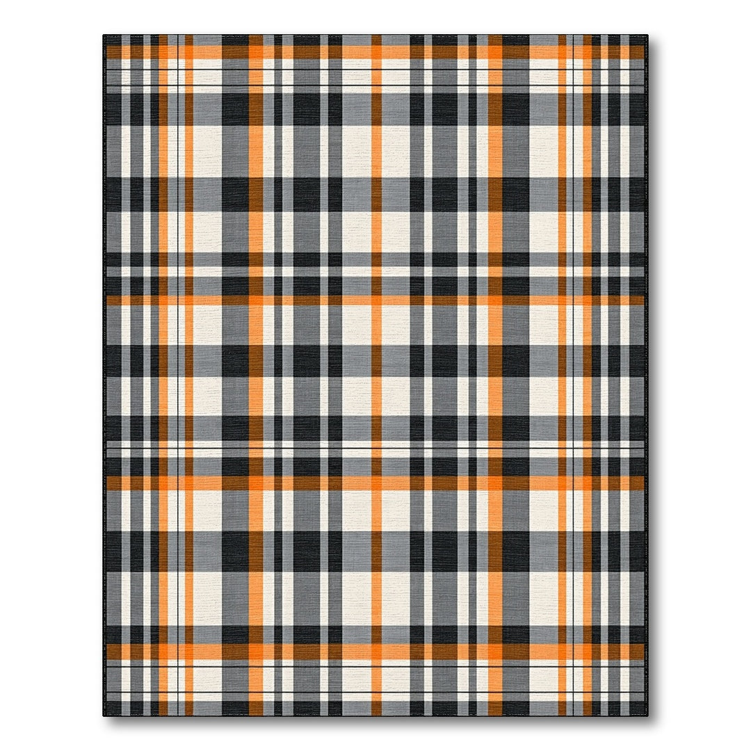 Multi-color and Patterns Orange Plaid Geometric Area Rug