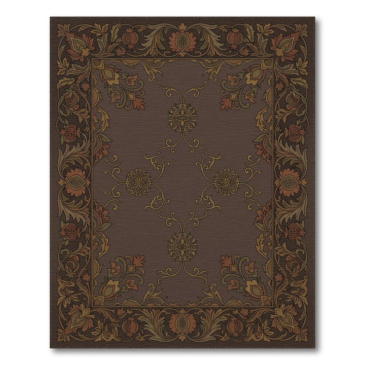Earth Tones Floral Border Rug