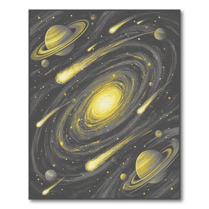 Yellow Galaxy Spiral Washable Area Rug