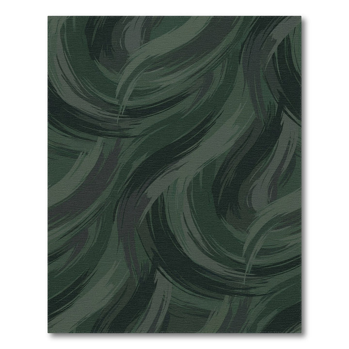 Deep Forest Green Brushstroke Swirls Rug