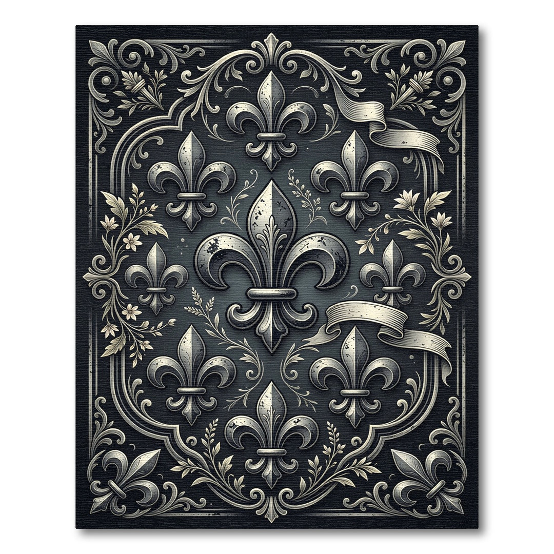 Ornate Fleur de Lis Embossed Rug