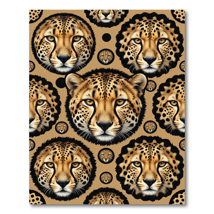 Golden Cheetah Faces Tawny Background Rug