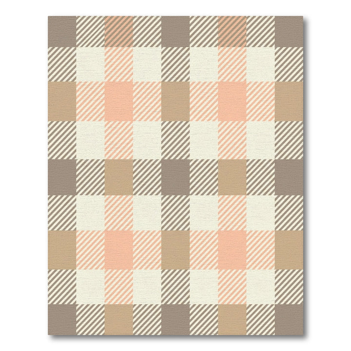 Rustic Peach Plaid Checkered Rug