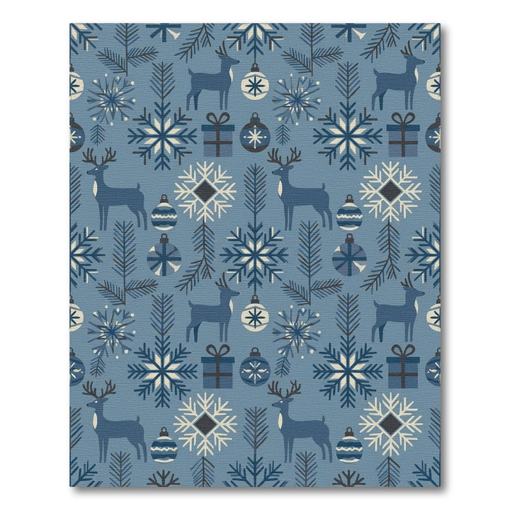 Winter Forest Deer Snowflake Holiday Rug