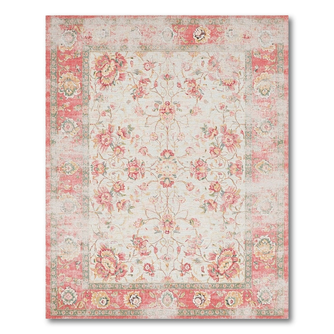 Pink Distressed Vintage Pink Distressed Floral Vintage Area Rug