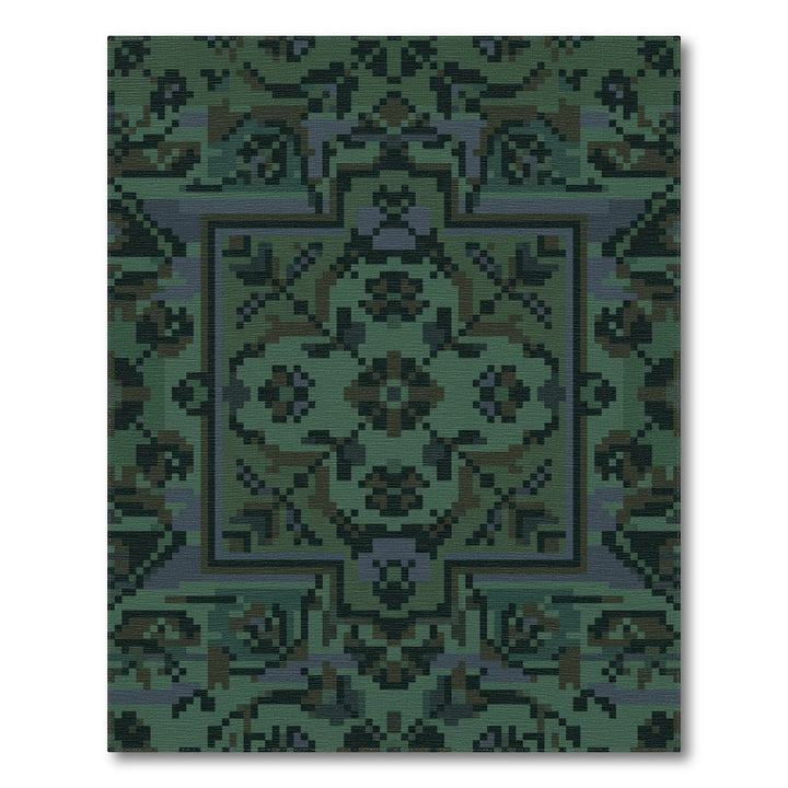 Deep Forest Medallion Pixelated Rug