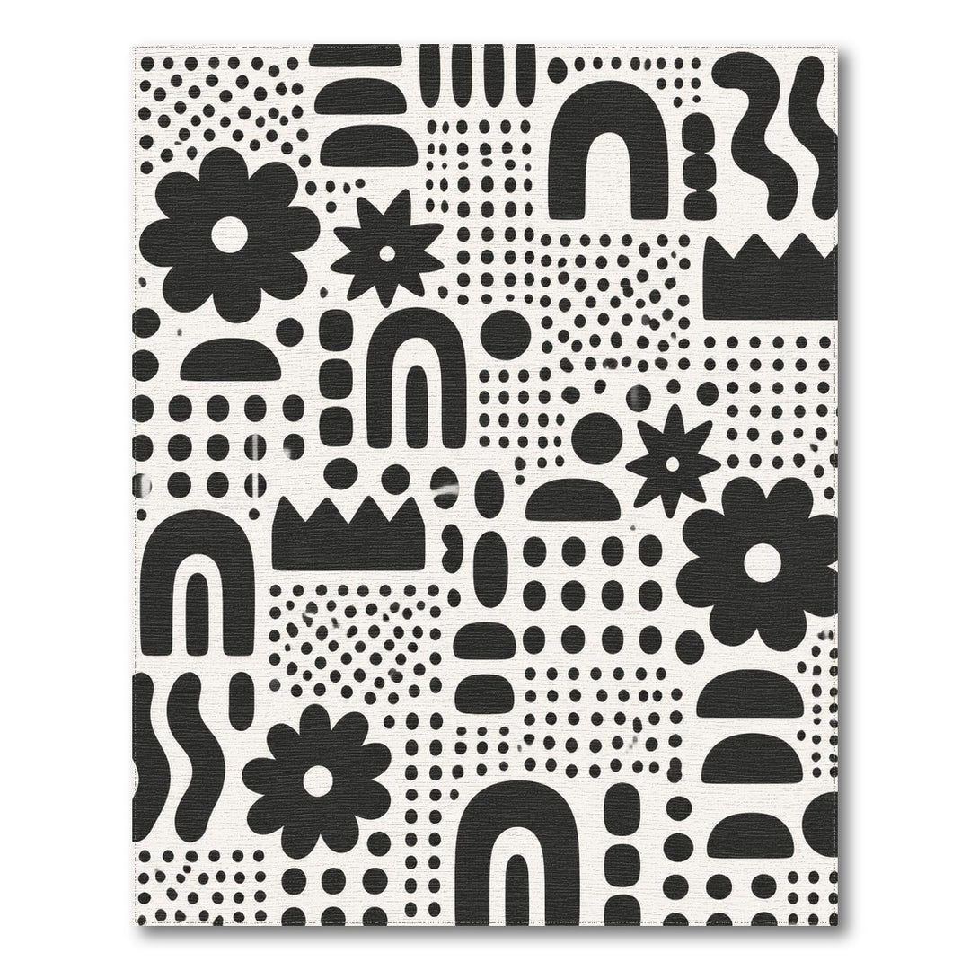 Bold Black White Geometric Area Rug
