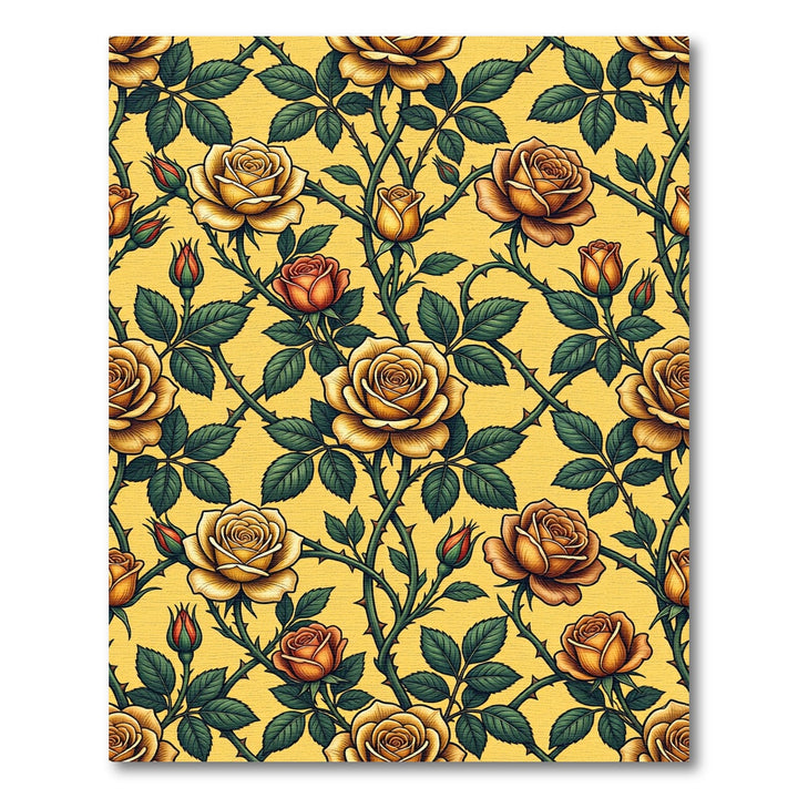 Golden Yellow Roses Vine Art Rug