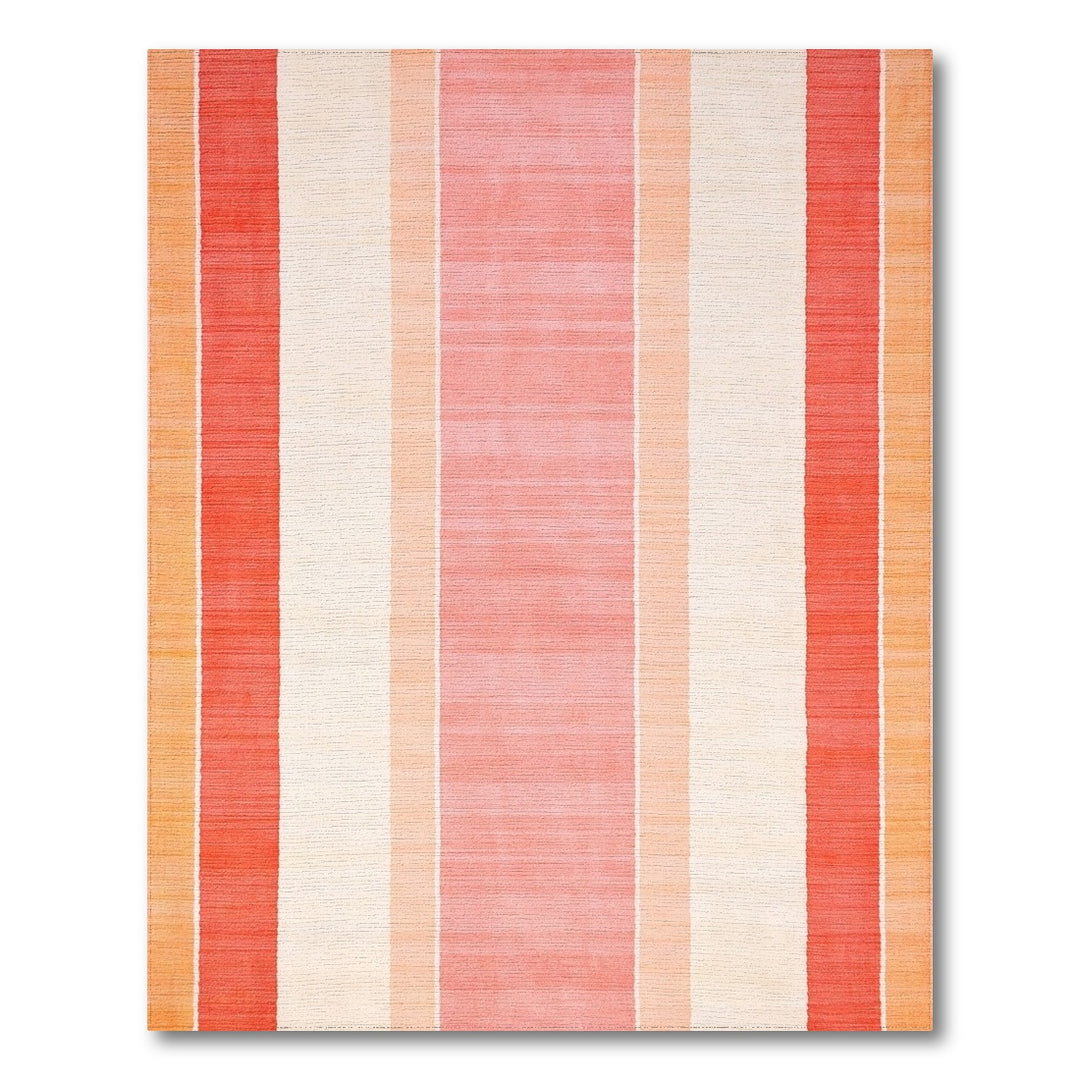 Geometric Modern Pink Striped Washable Area Rug
