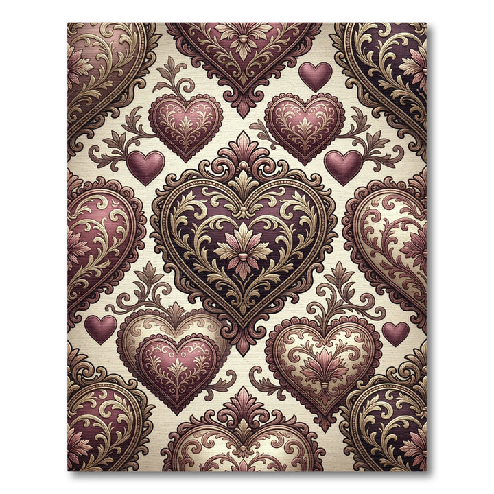 Ornate Damask Hearts Rug