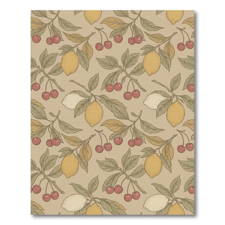 Vintage Cherry Lemon Branch Art Rug