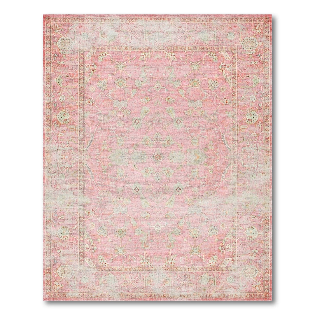 Distressed Vintage Floral Pink Distressed Floral Vintage Area Rug