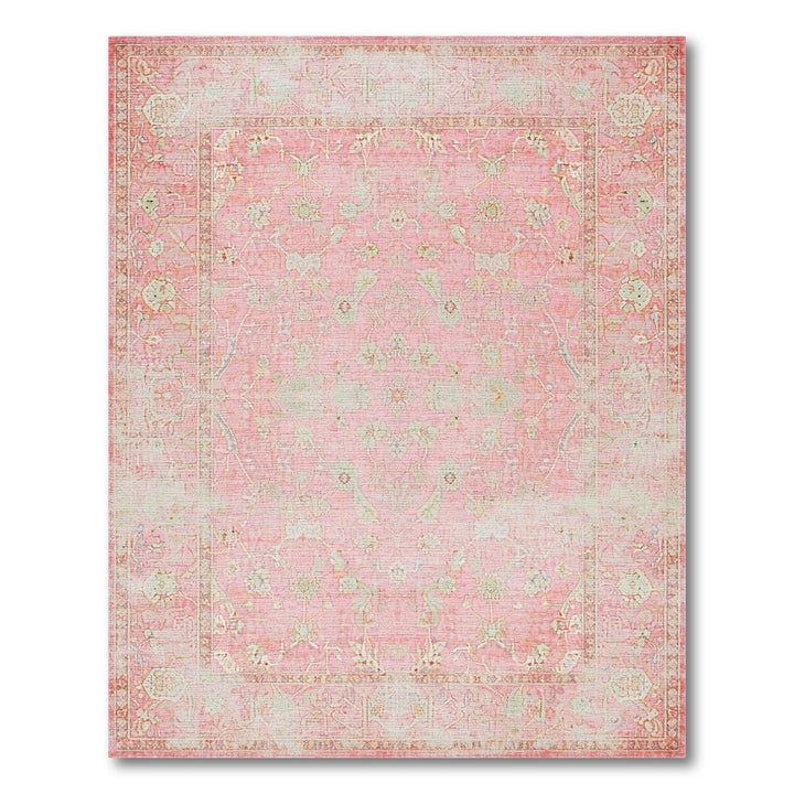 Distressed Vintage Floral Pink Distressed Floral Vintage Area Rug