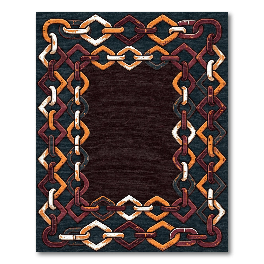 Rustic Geometric Chain Border Rug