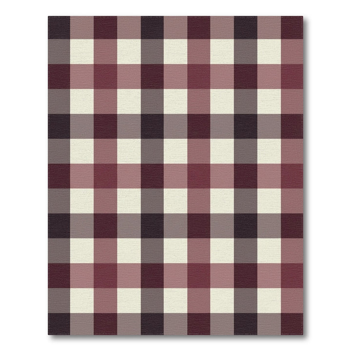 Deep Burgundy Cream Buffalo Check Rug