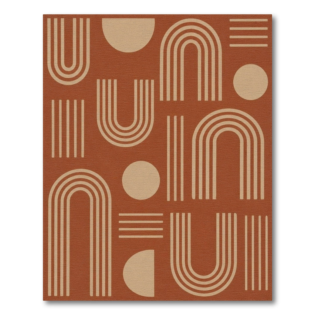 Orange Geometric Arch Orange Area Rug