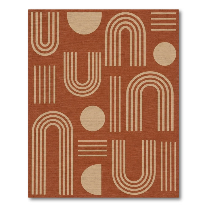 Orange Geometric Arch Orange Area Rug