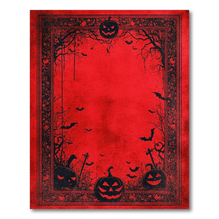Spooky Red Halloween Pumpkin Area Rug