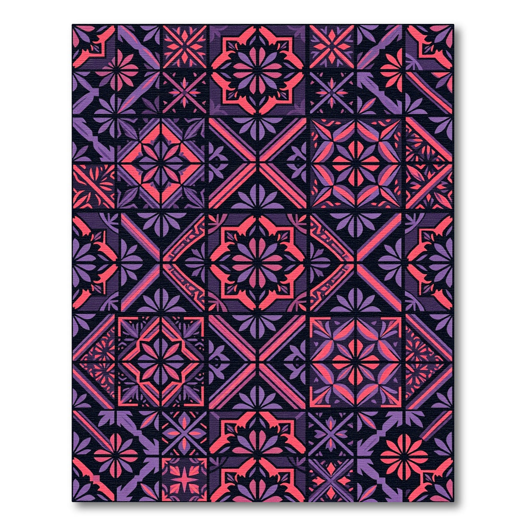 Tonal Geometric Floral Patchwork Rug