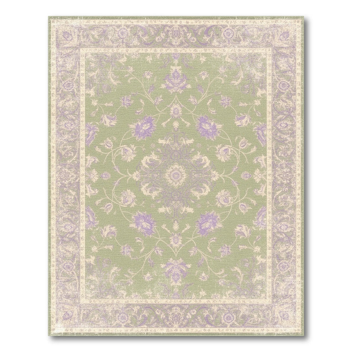 Green Floral Vintage Area Rug