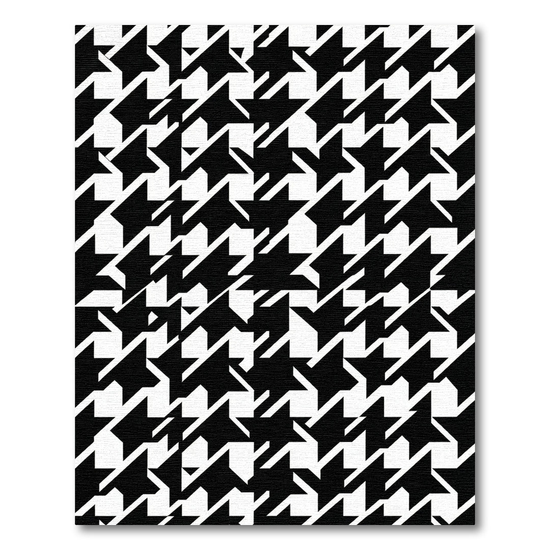 Black White Houndstooth Geometric Shapes Rug