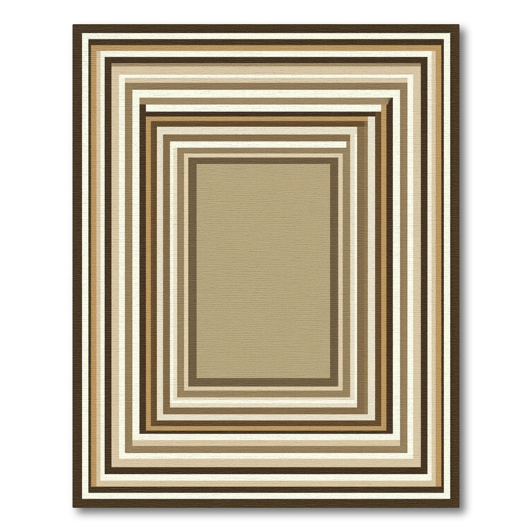 Warm Brown Geometric Nested Squares Rug