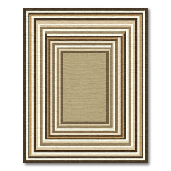 Warm Brown Geometric Nested Squares Rug