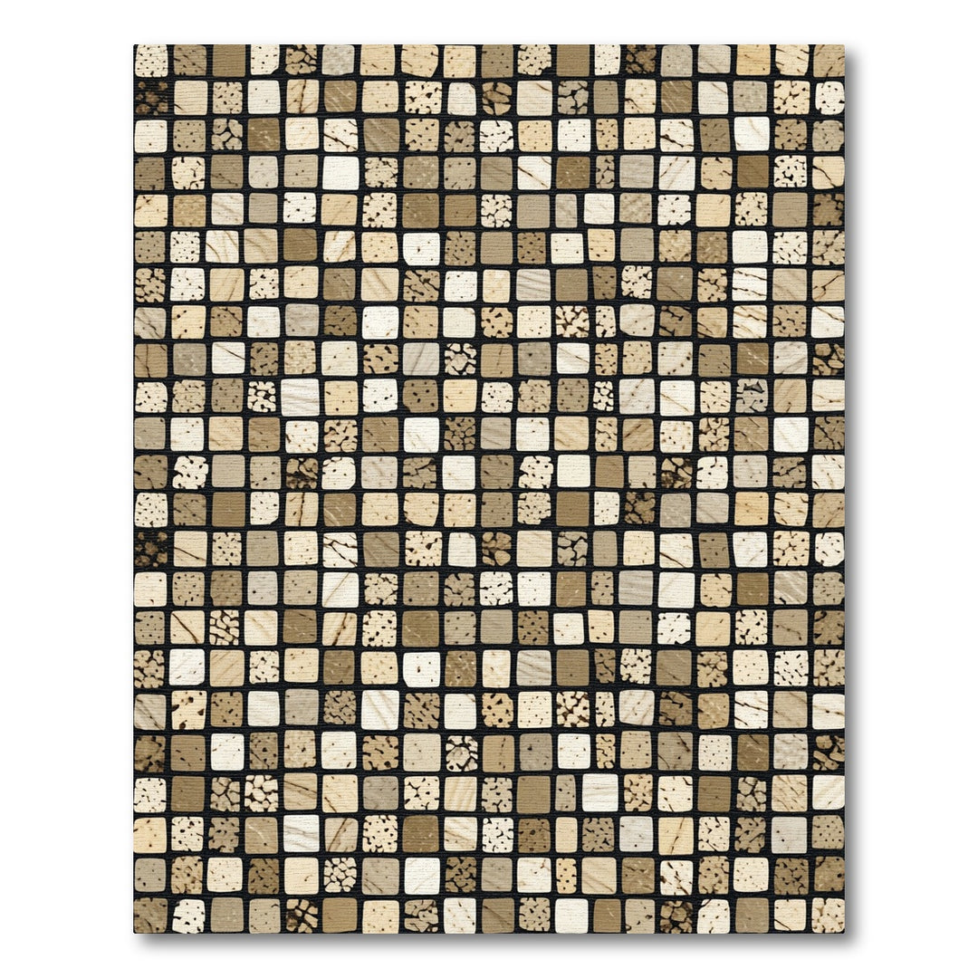 Subtle Earthy Tone Mosaic Squares Rug