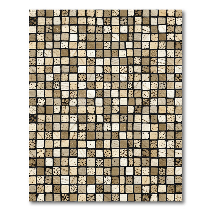 Subtle Earthy Tone Mosaic Squares Rug