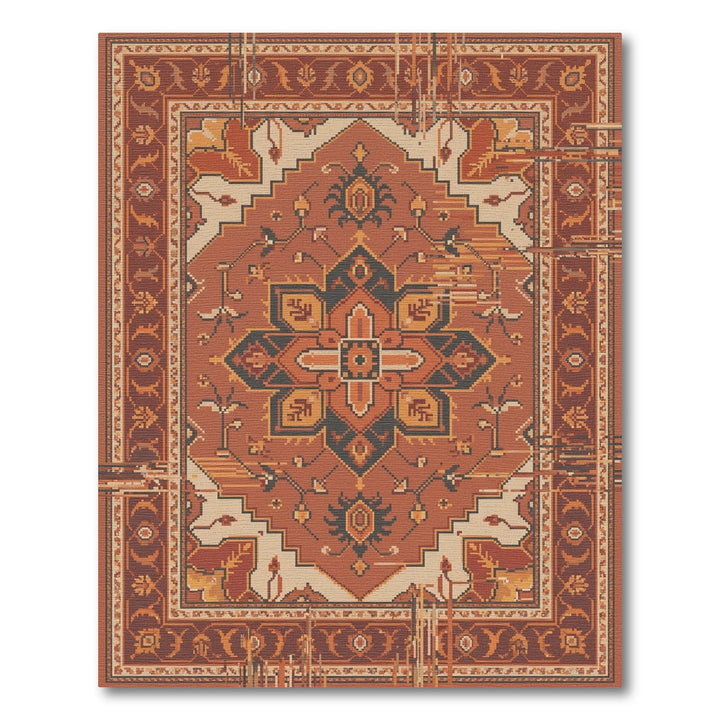 Rustic Tones Medallion Pixel Art Rug