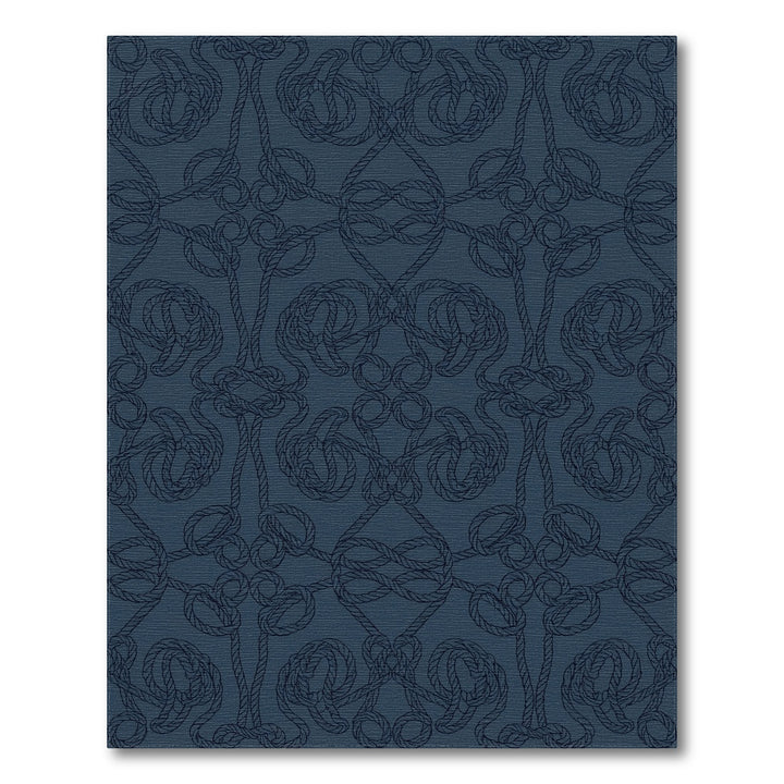 Deep Navy Nautical Rope Swirls Rug