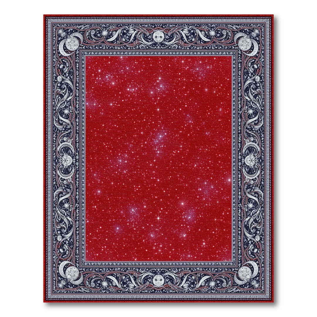Red Starry Celestial Area Rug
