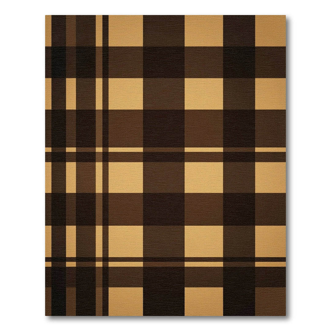 Brown Plaid Checkered Geometric Rug
