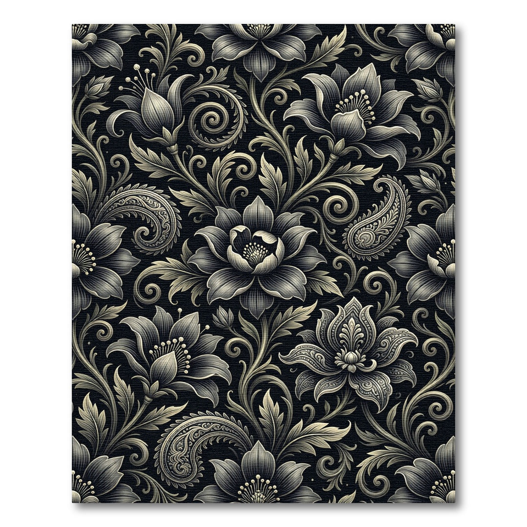 Monochromatic Floral Paisley Flourish Rug