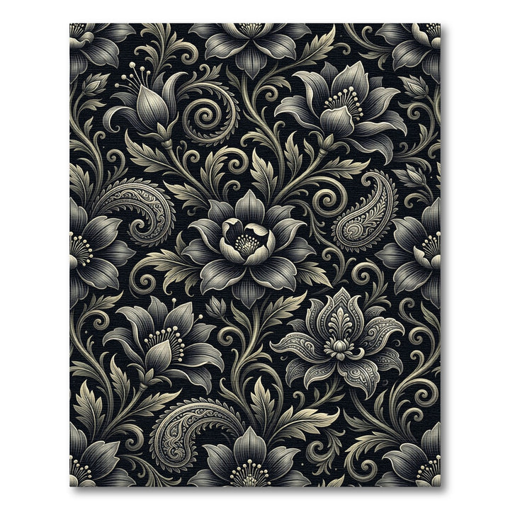 Monochromatic Floral Paisley Flourish Rug