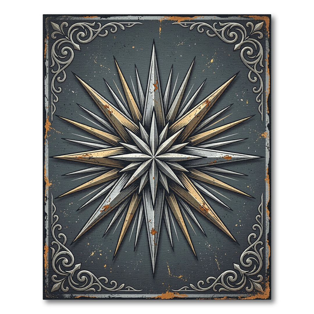 Ornate Golden Starburst Rug